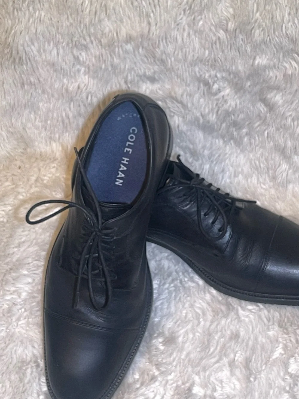 Cole Haan Men's Black Leather Cap-Toe Oxford Dress Shoes size 10.5